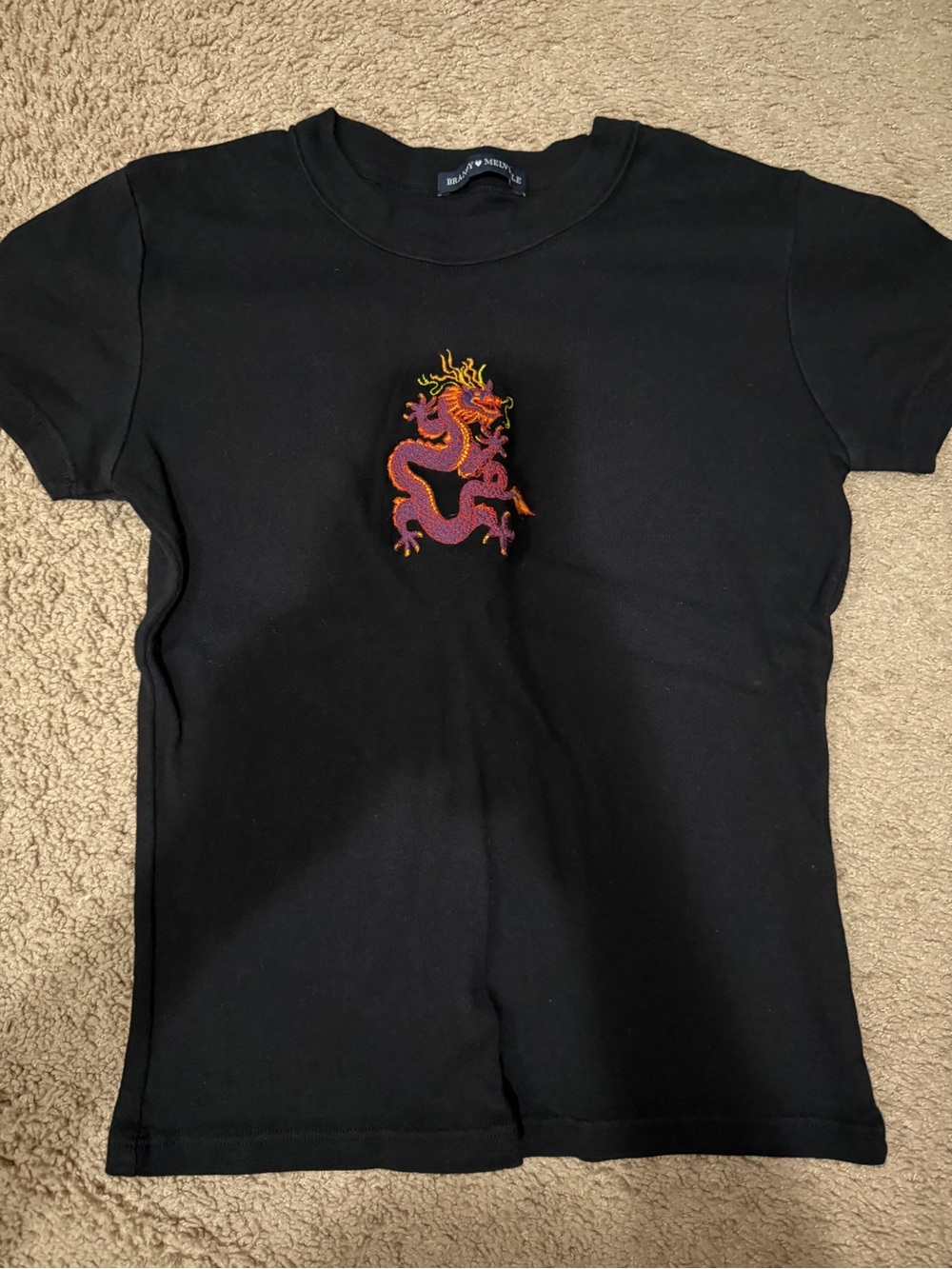 Brandy Melville Dragon Embroidered Baby Tee